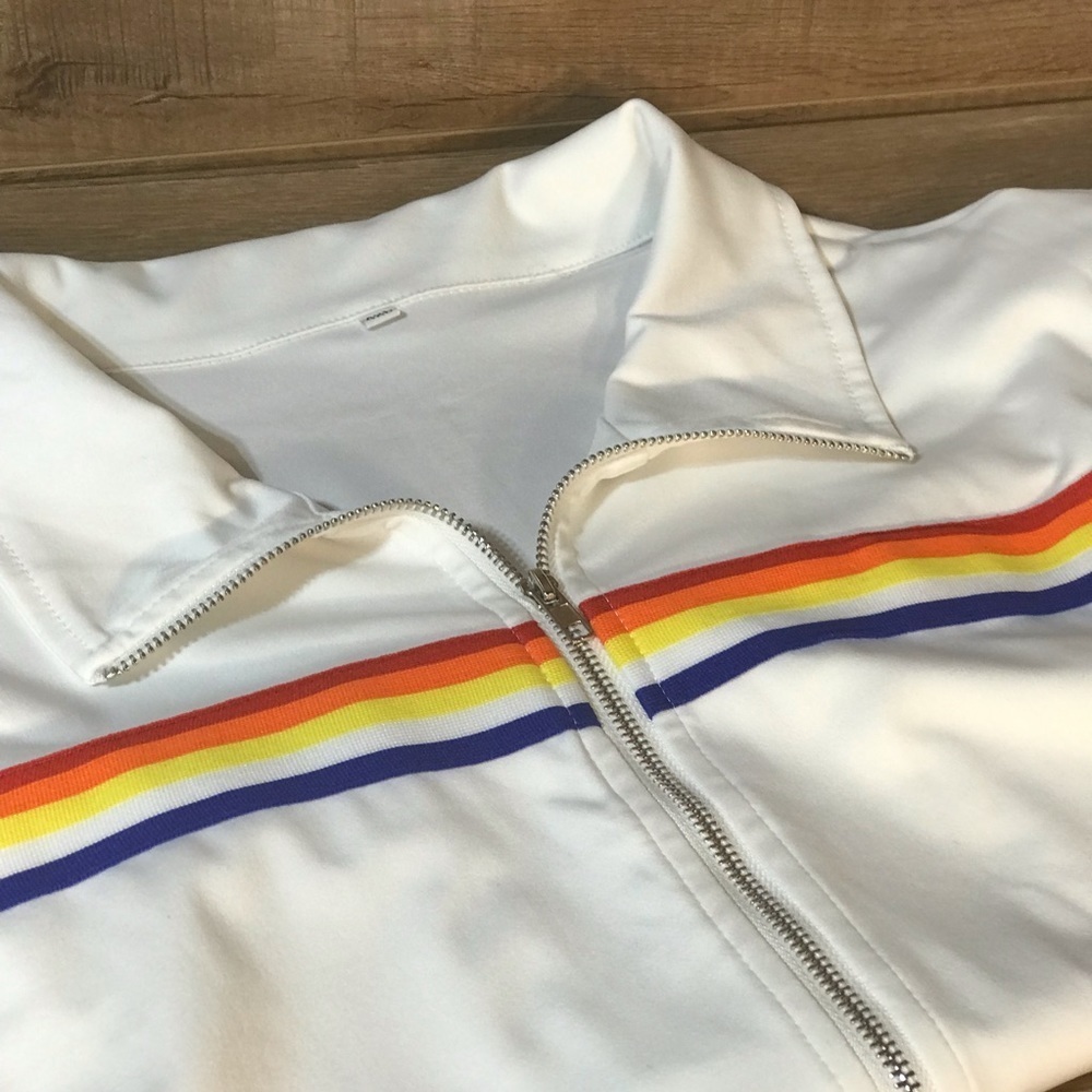 Rainbow Zip Front Crop Jersey Jacket Long Sleeve Pride - Picture 4 of 15